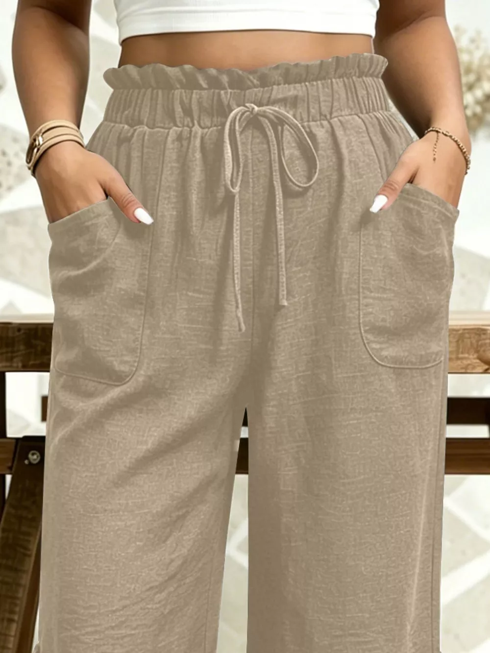 High-Waisted Drawstring Capris, image 26