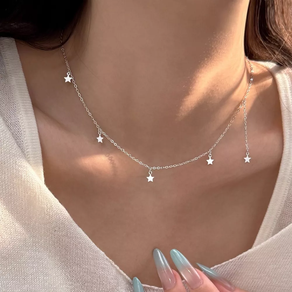 925 Sterling Silver Star Charm Necklace, image 2