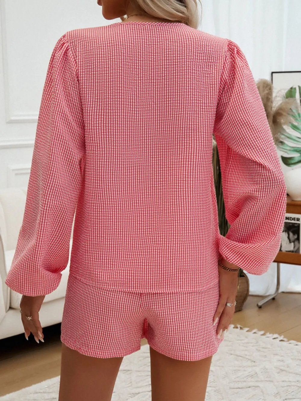Tied Long Sleeve Top and Shorts Set, image 11