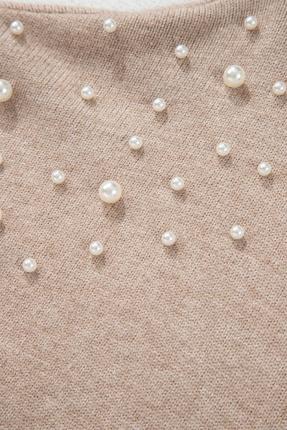 Plus Size Pearl Detail Round Neck Long Sleeve Sweater, image 2