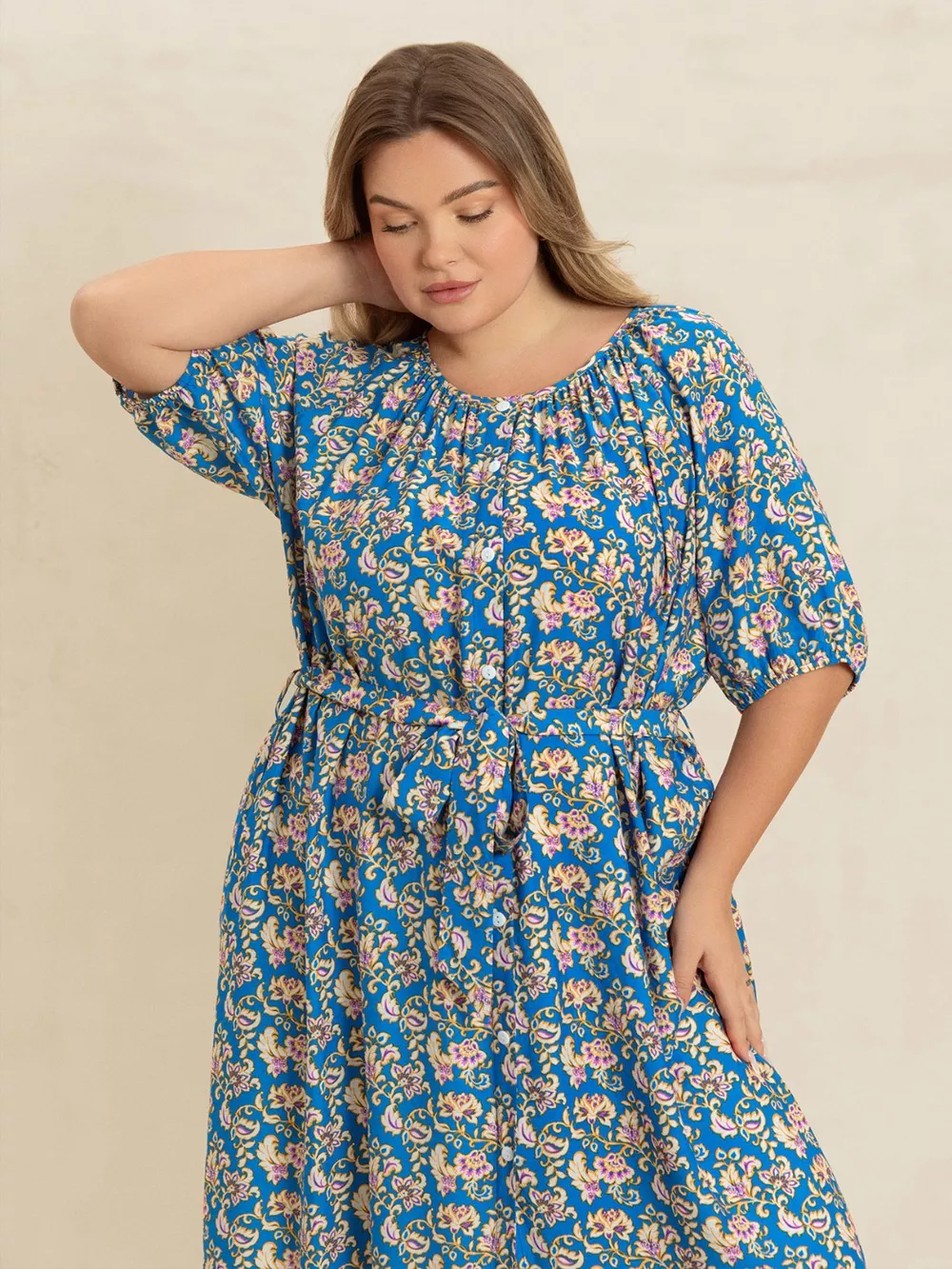 Plus Size Floral Print Maxi Dress with Side Slit, image 6