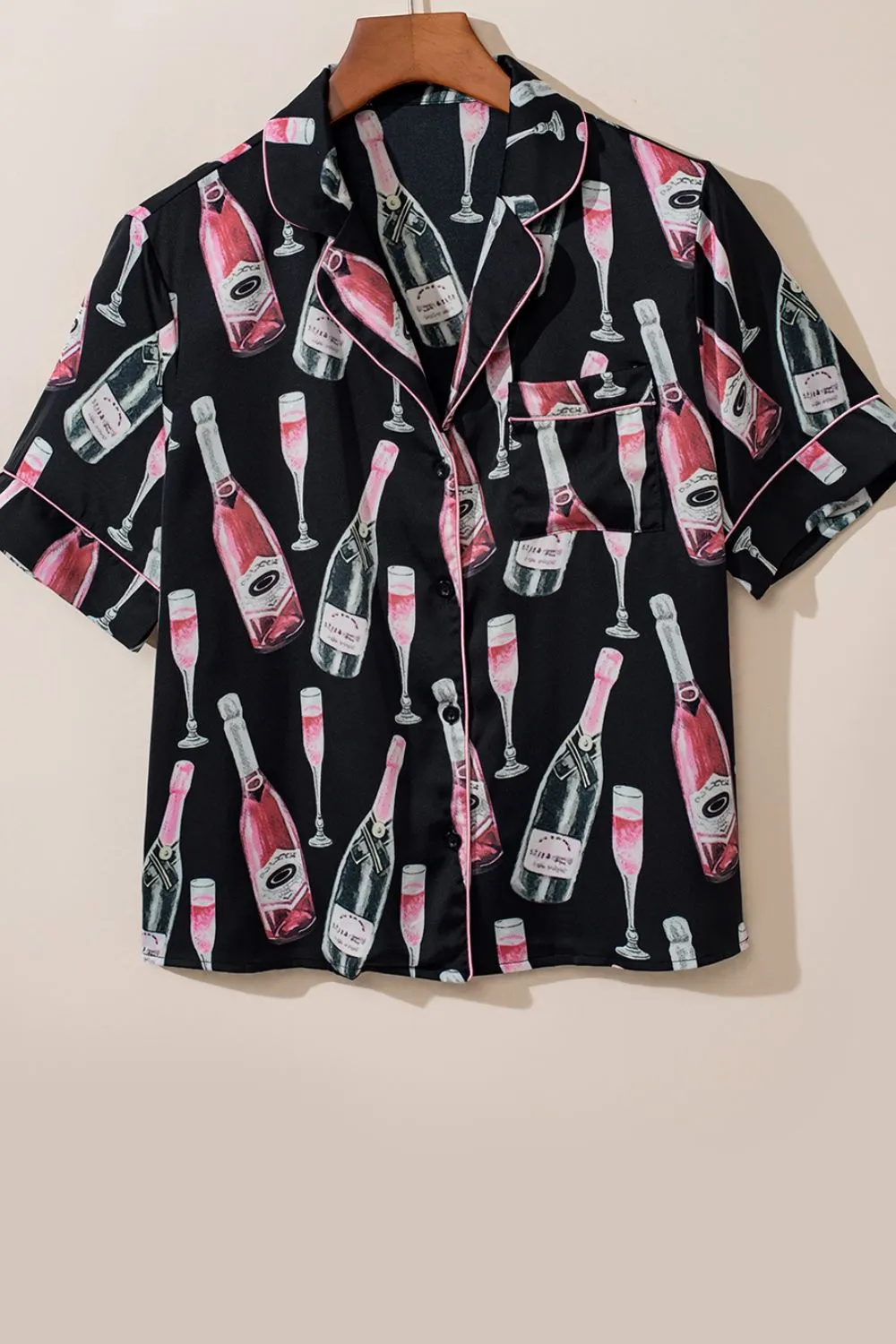 Champagne Print Short Sleeve Top and Shorts Set, image 7