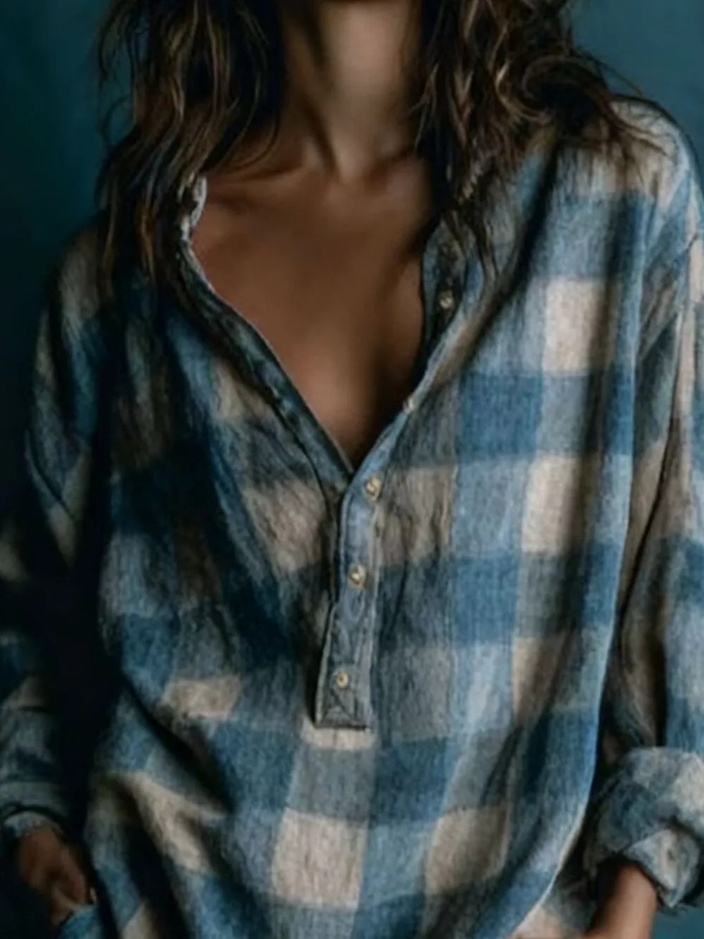 Full Size Oversized Plaid Button-Down Shirt Dress Plus Size, image 3