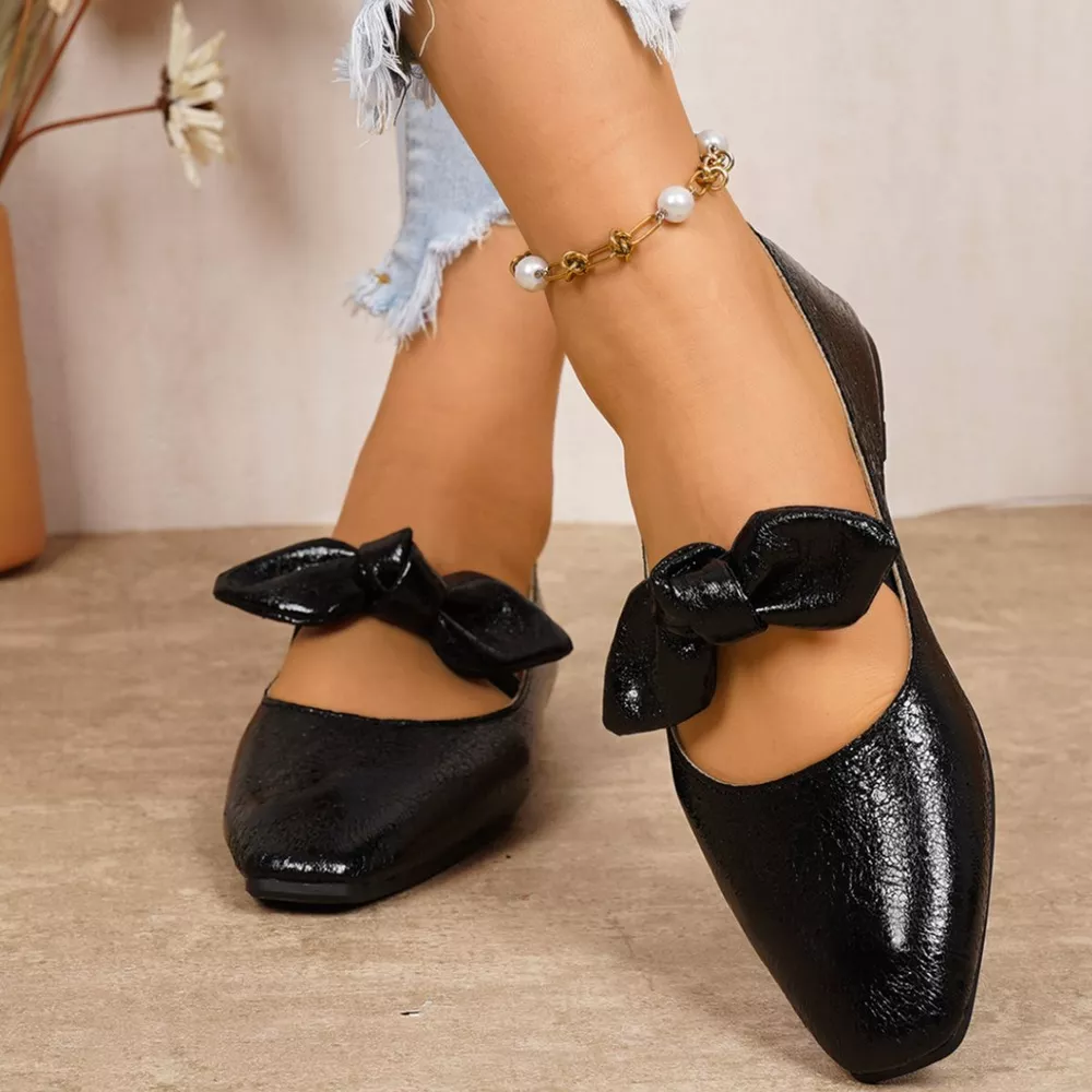 Bow Square Toe Slip-Ons