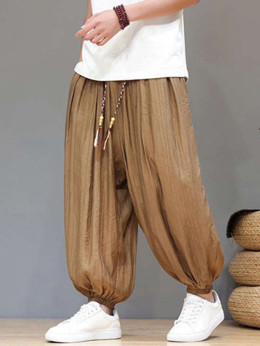 Men's Plus Size Drawstring Loose Fit Joggers, image 8