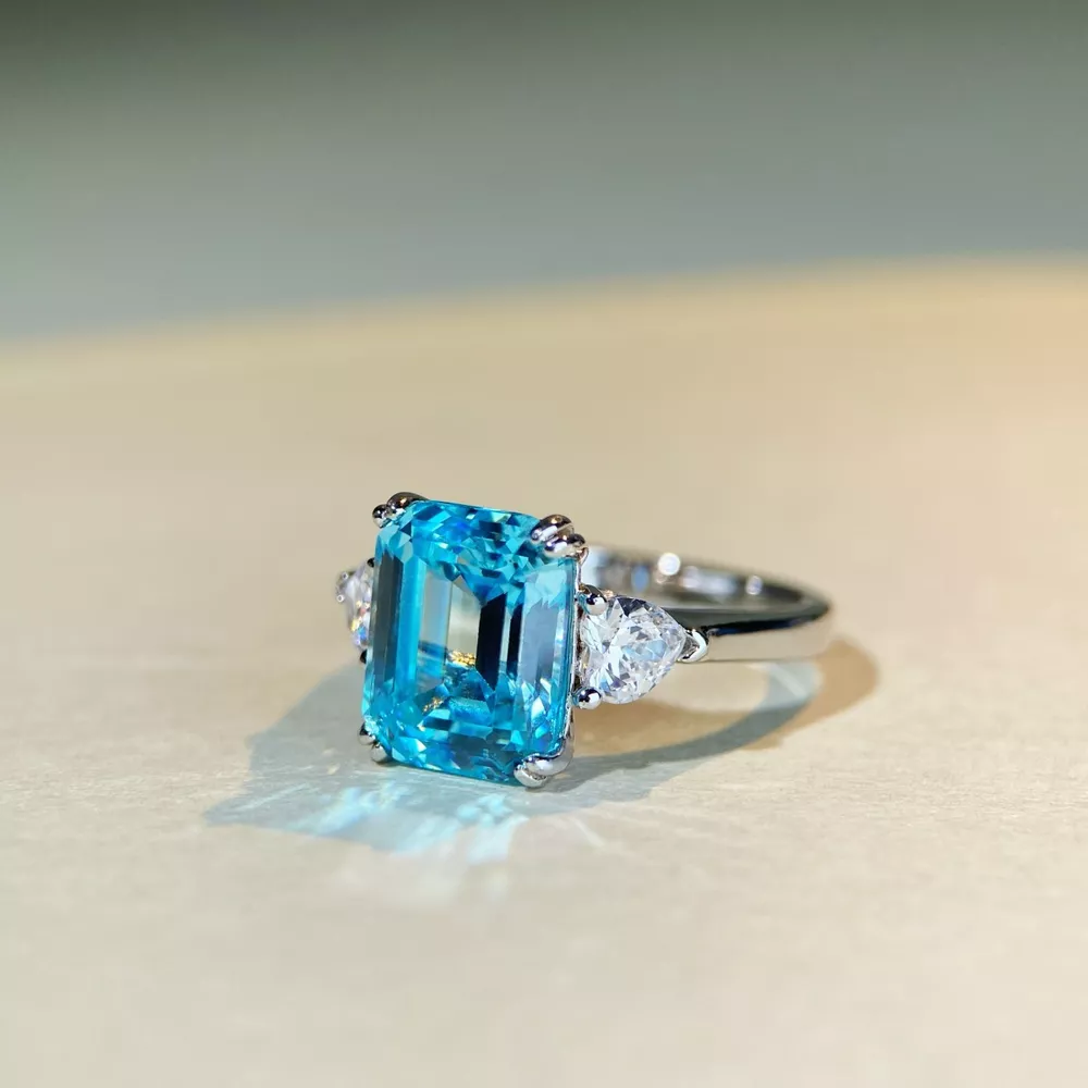 925 Sterling Silver Zircon Geometric Ring, image 4