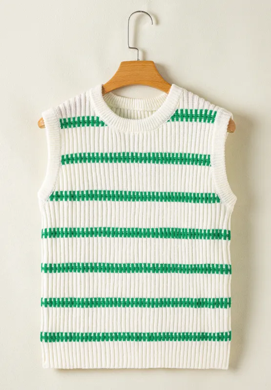Striped Round Neck Sweater Vest, image 5