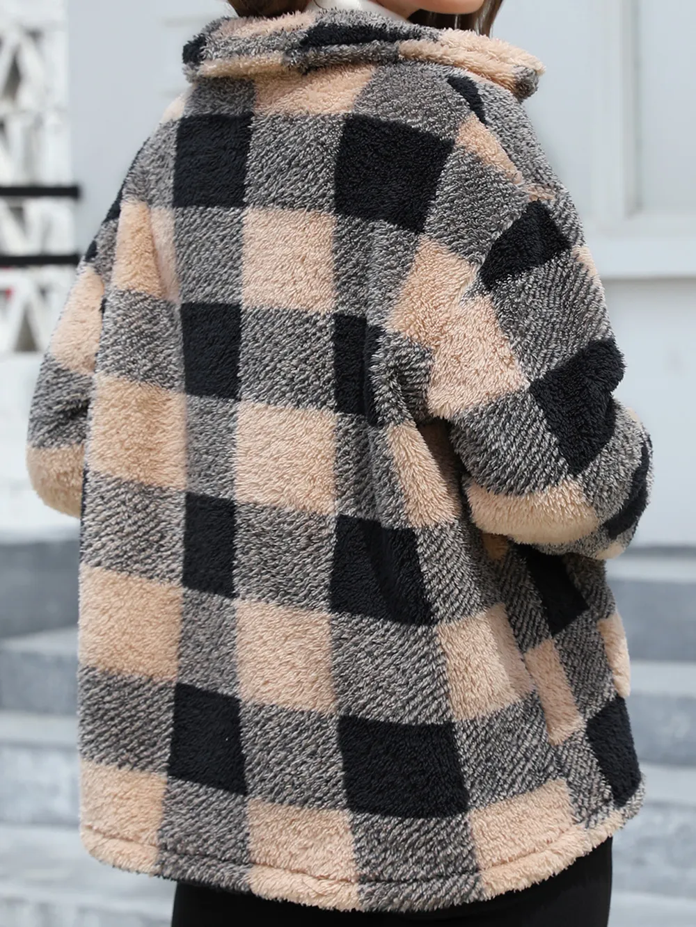 Button Up Drop Shoulder Fuzzy Jacket, image 13