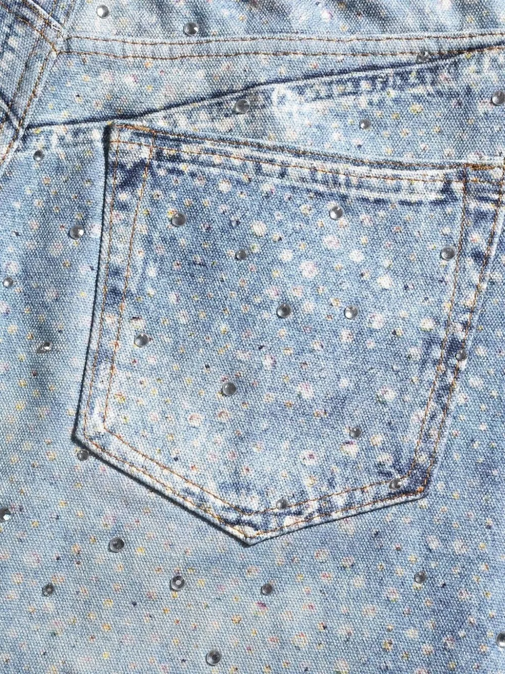 Men's Washed Rhinestone Print Jeans, image 5