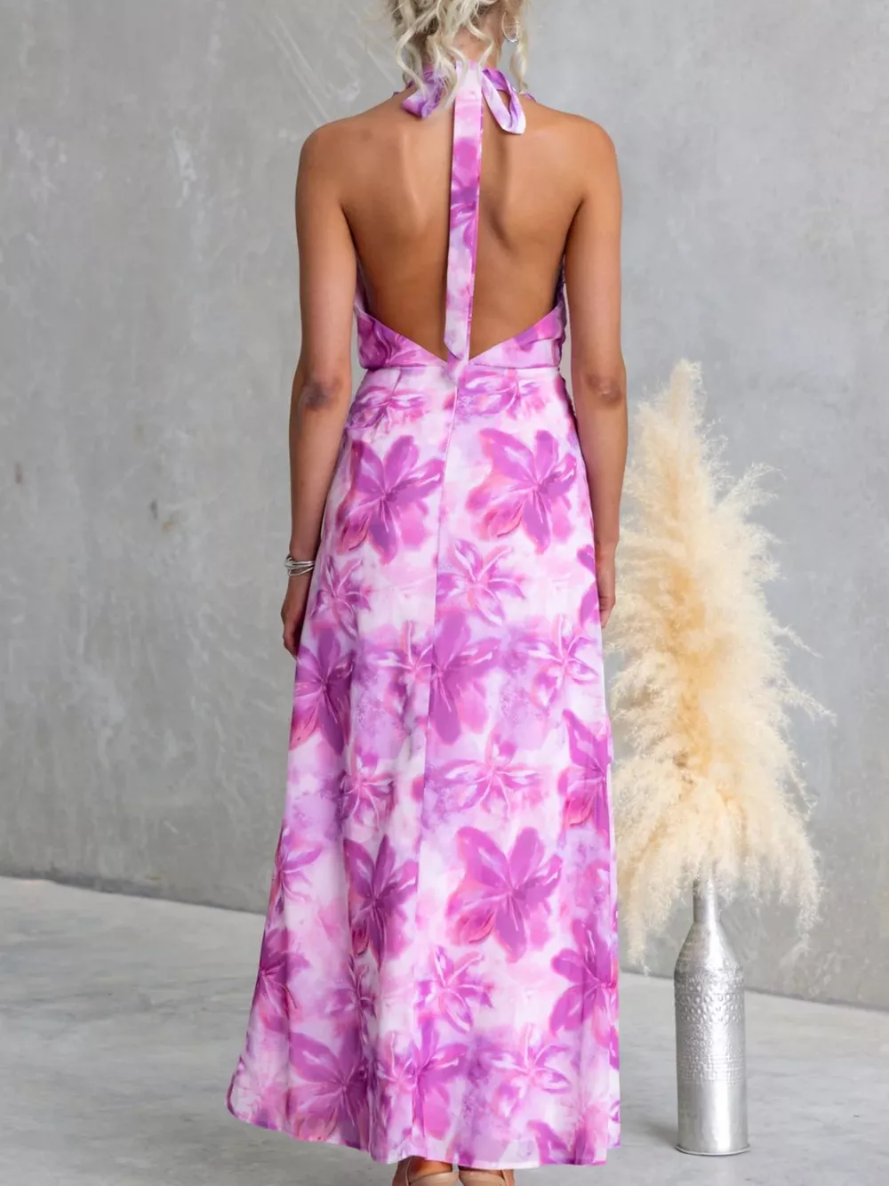 Floral Print Ruffle Halter Neck Maxi Dress, image 10