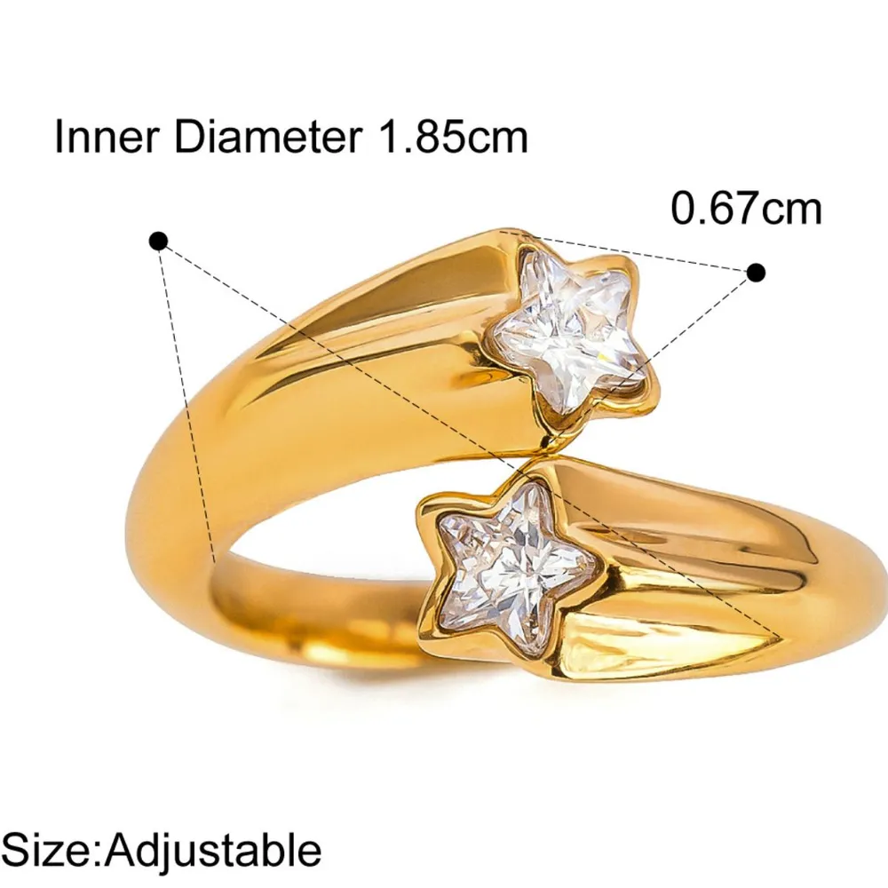 Star Crystal Gold Adjustable Ring, image 4