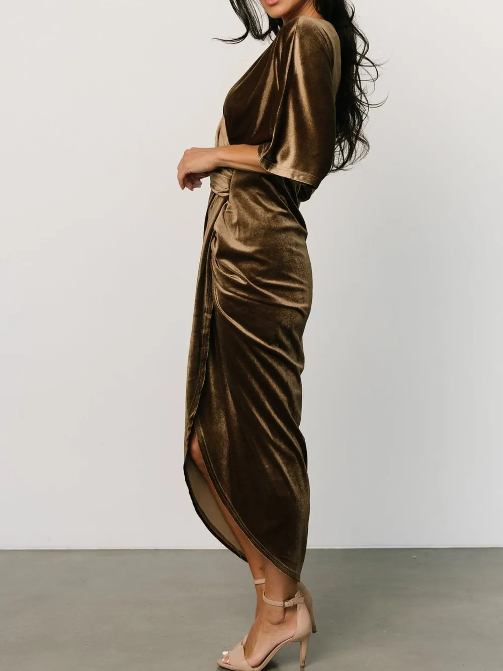 Ruched Surplice Half Sleeve Dress, image 16