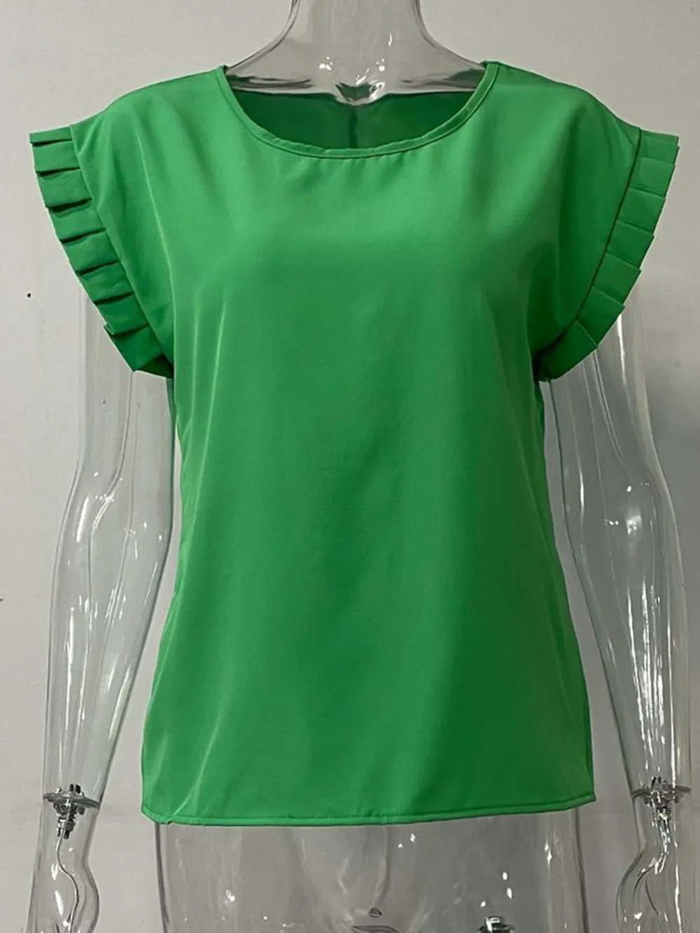 Ruffled Round Neck Cap Sleeve Blouse, image 7