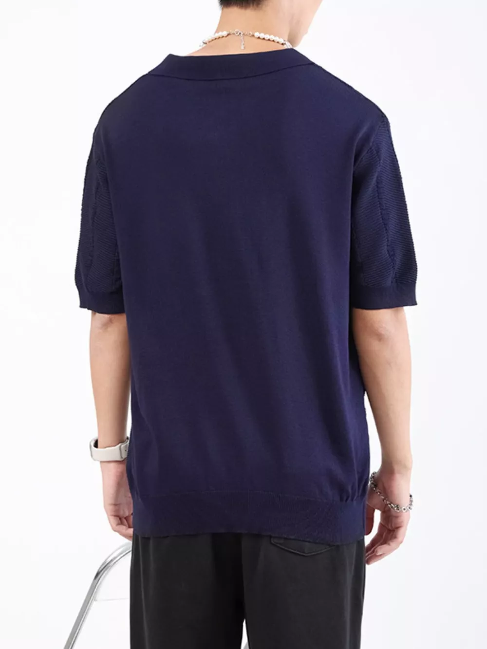 Men's Plus Size Textured Knit Slim Fit Polo, image 8