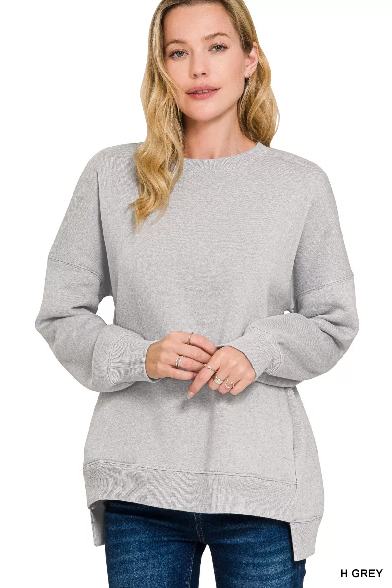 Full Size Fleece Hi-low Boyfriend Sweatshirts with Pockets Plus Size, image 2