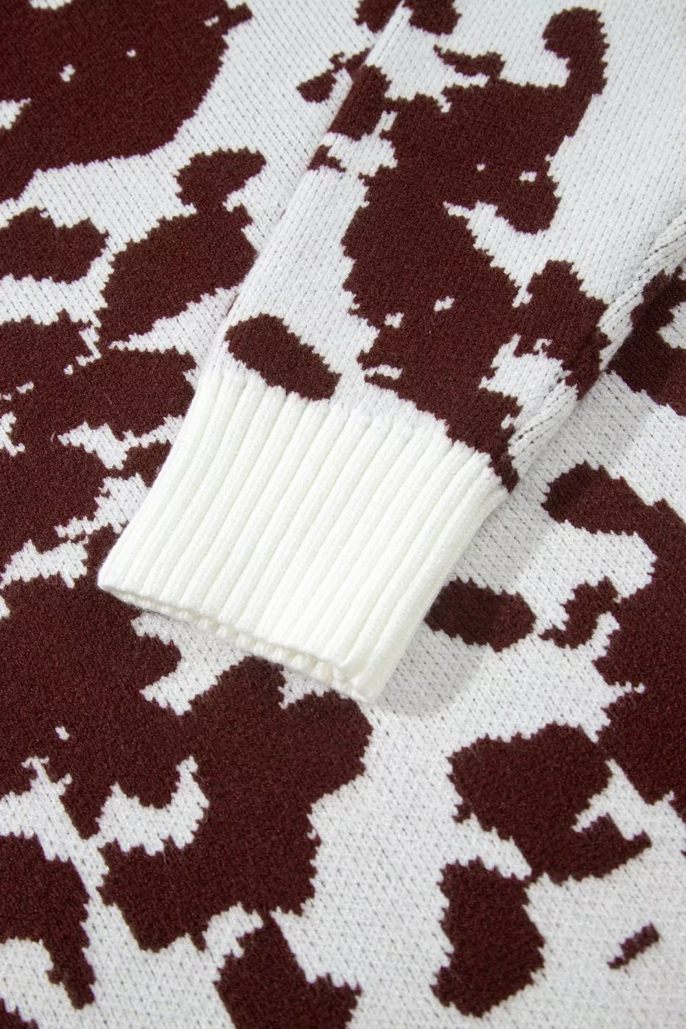 Western Print Cow Pattern Long Sleeve Round Neck Pullover Knitwear Sweater, image 10
