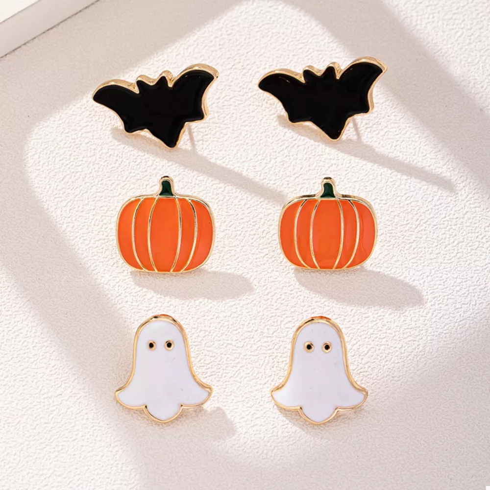 3-Pair Halloween Stud Earrings, image 3