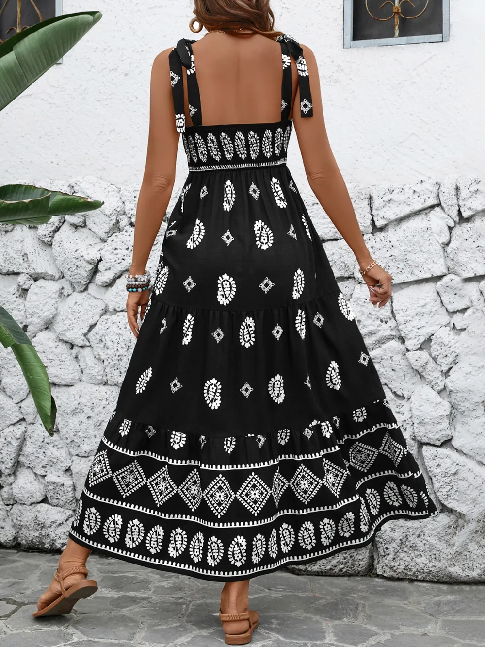 Printed Square Neck Maxi Cami Dress, image 5