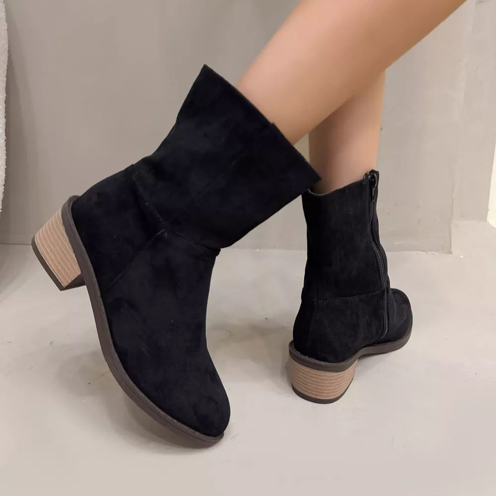 Round Toe Block Heels Ankle Boots, image 9