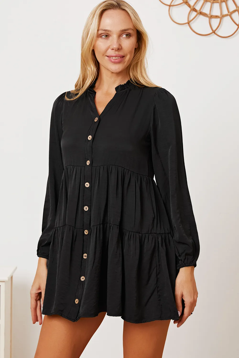 Ruffled Button Up Long Sleeve Tiered Shirt, image 5