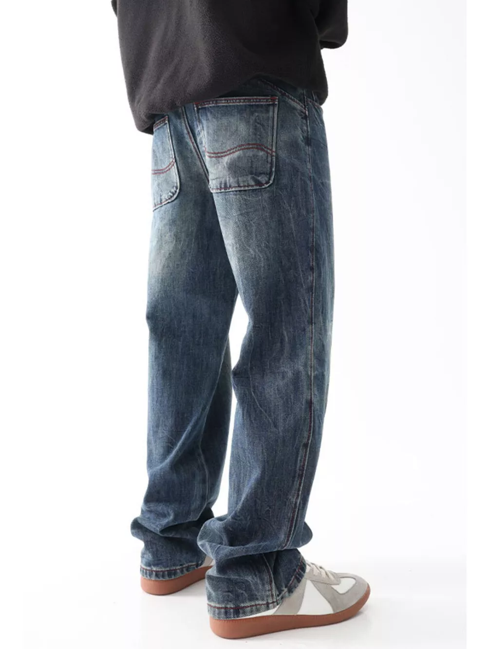 Men's Vintage Wash Loose Fit Jeans, image 5