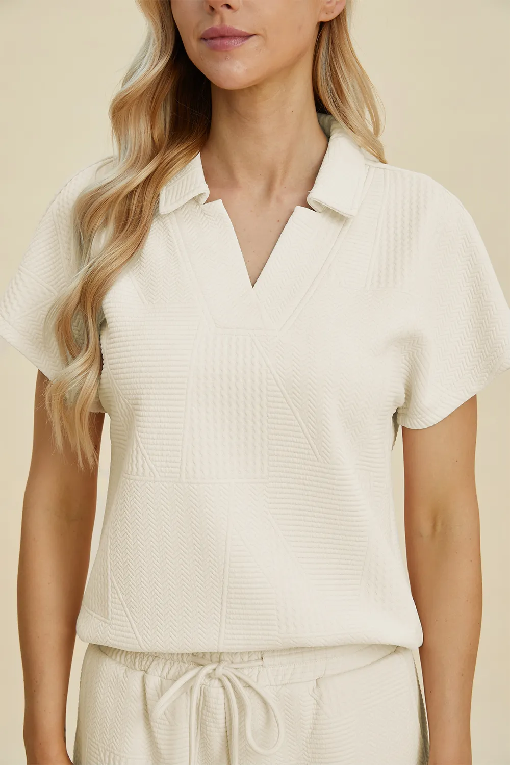 Full Size Collared Neck Short Sleeve Top and Pants Set, image 8