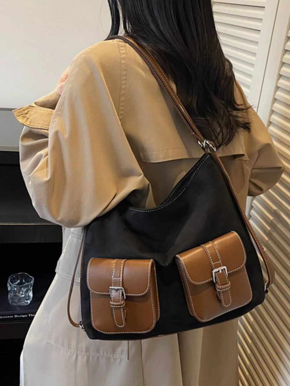 Buckle Pocket Shoulder Handbag, image 3