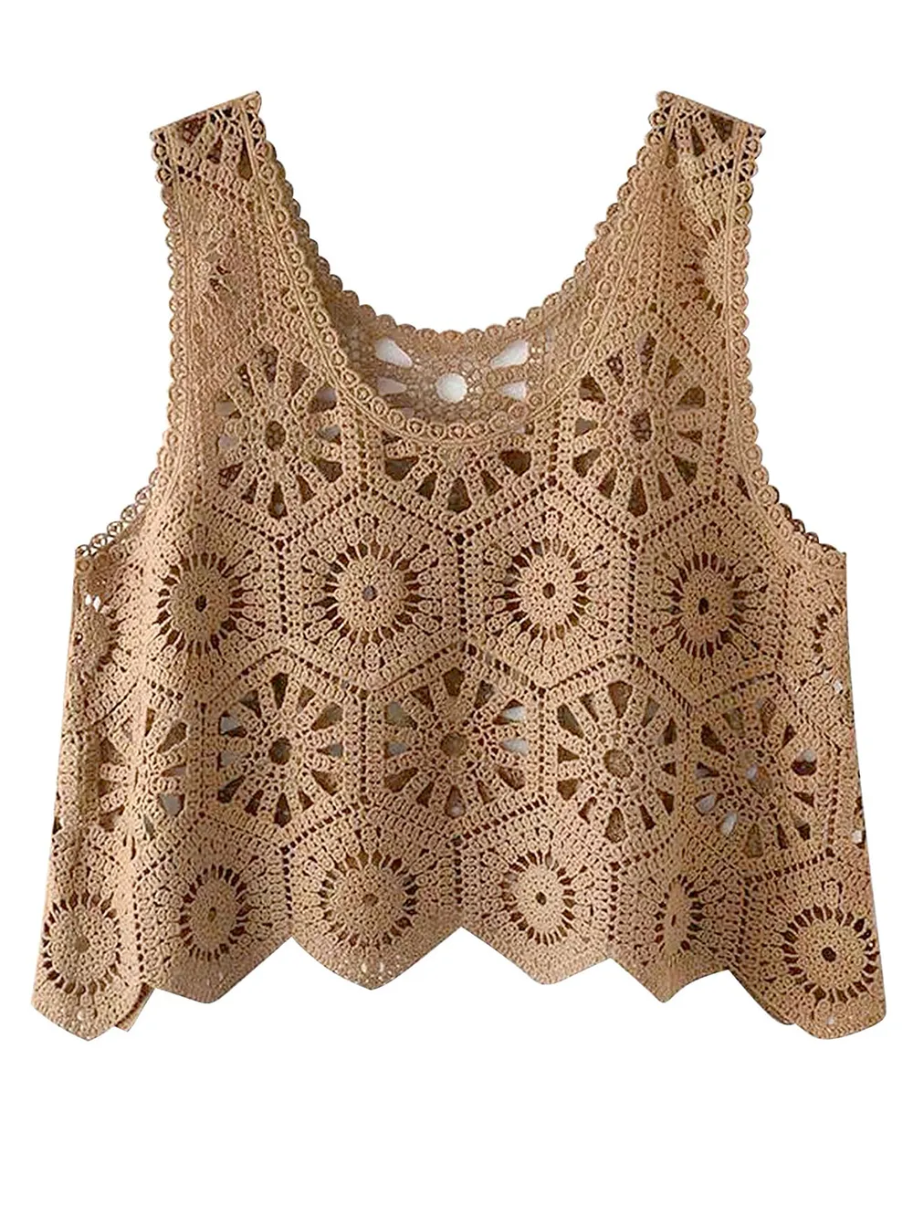 Openwork Round Neck Knit Vest, image 22