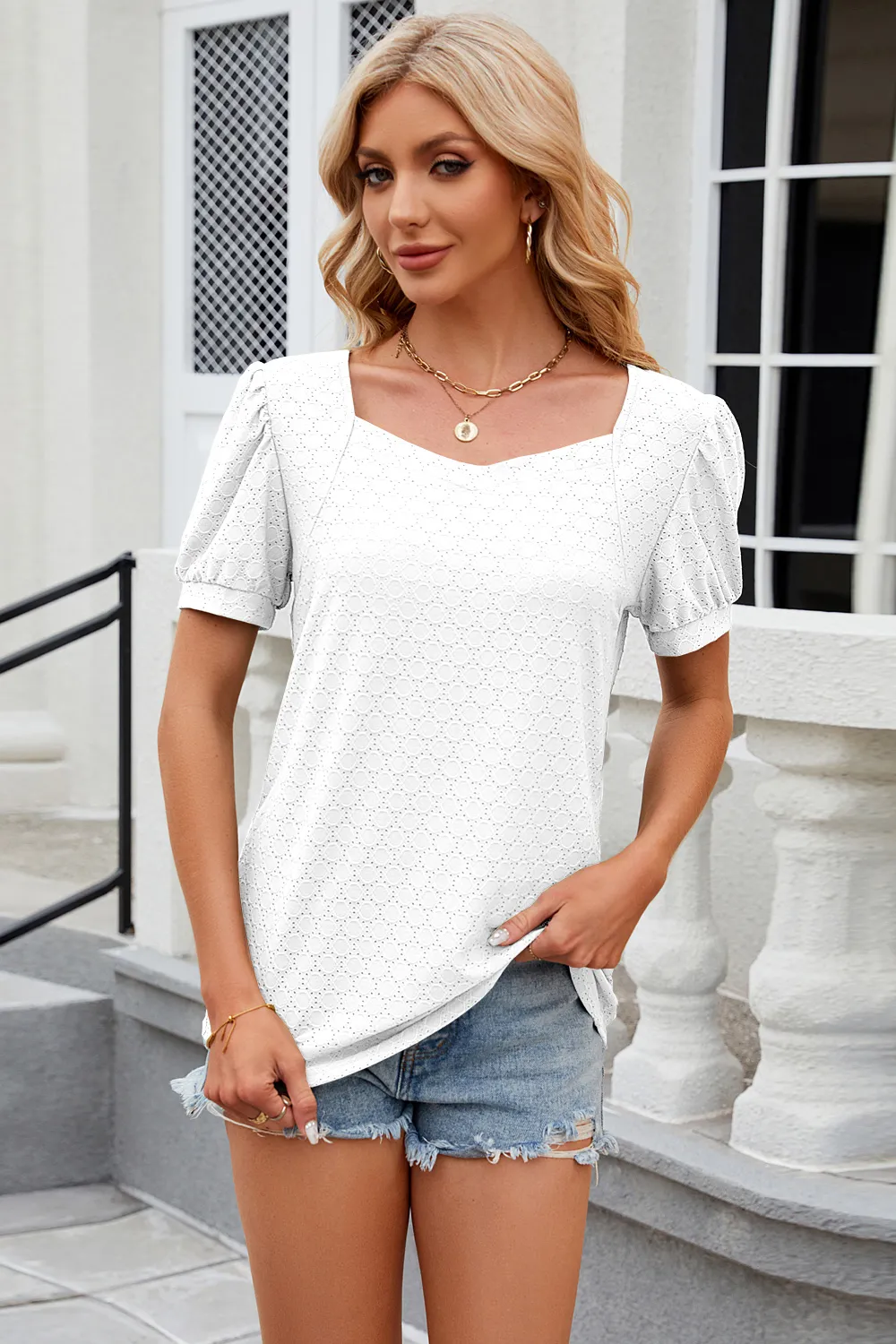 Eyelet Short Sleeve T-Shirt, image 32