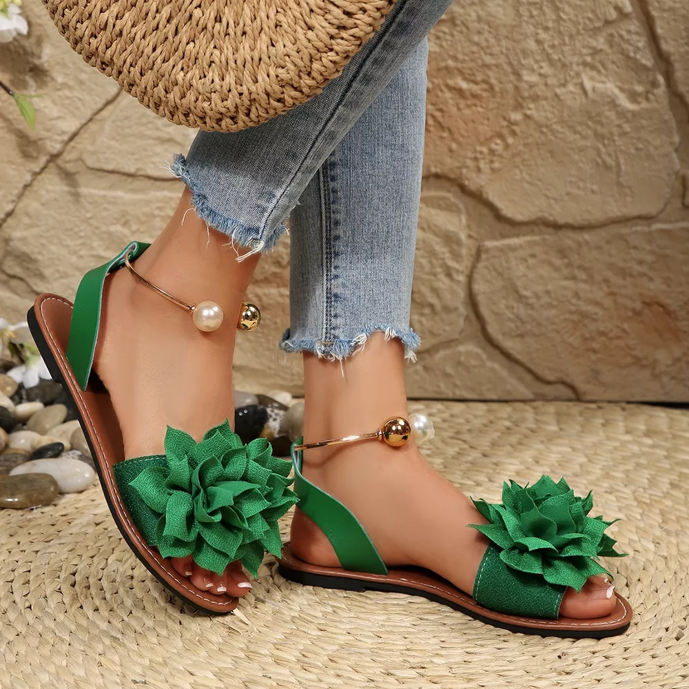 Floral Decor Flat Sandals, image 7