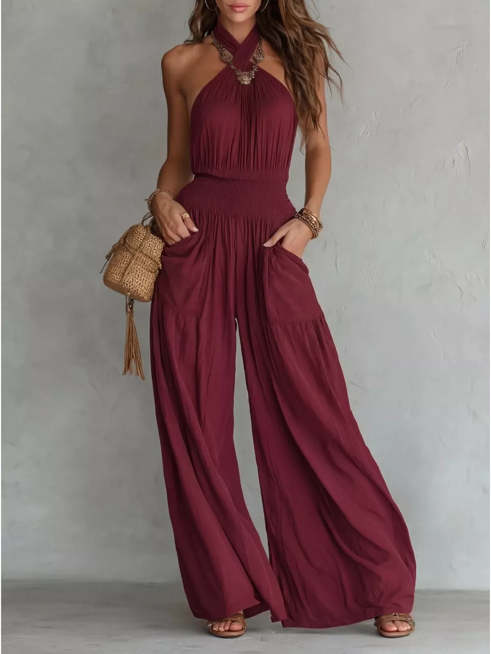 Halter Neck Wide-Leg Jumpsuit, image 5