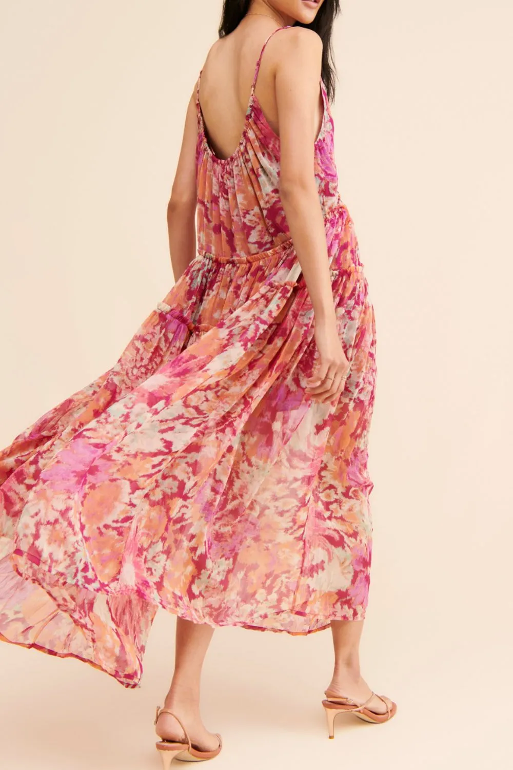 Frill Printed V-Neck Midi Dress, image 2