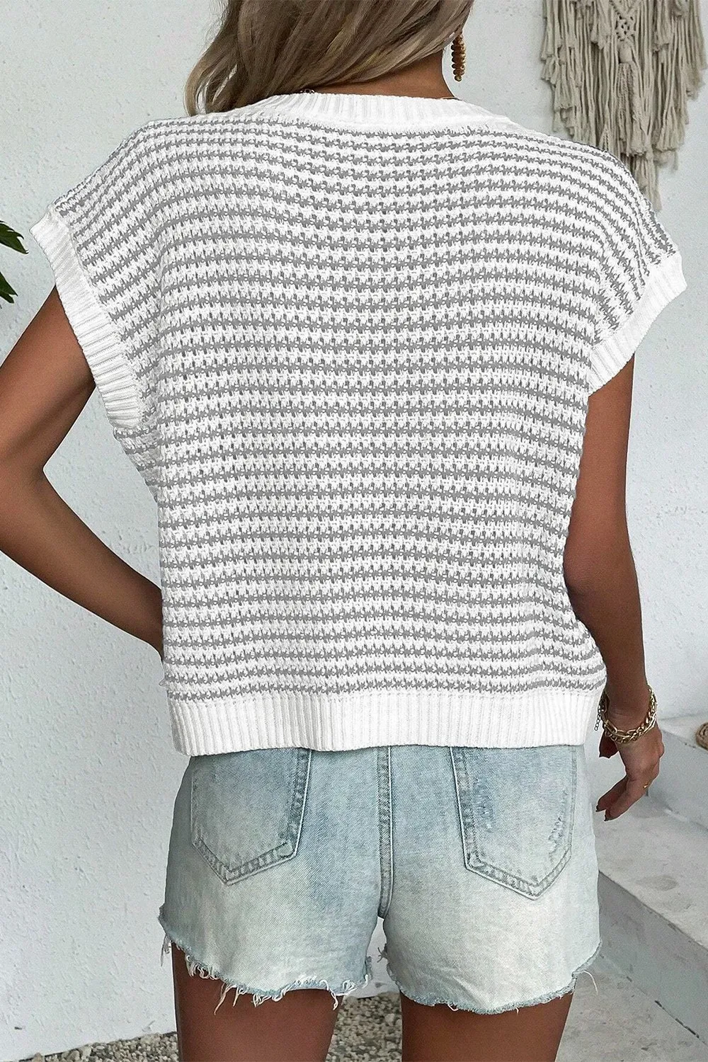 Striped Round Neck Sweater Vest, image 24