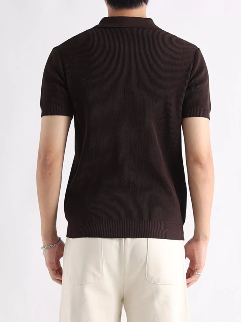 Men's Plus Size Ribbed Knit Slim Fit Polo, image 3