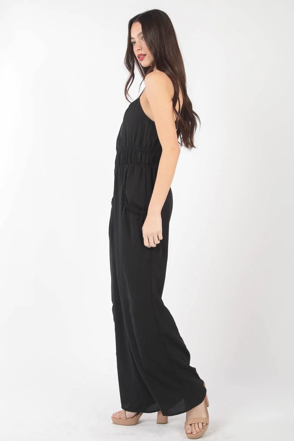 Pintuck Detail Woven Sleeveless Jumpsuit, image 4