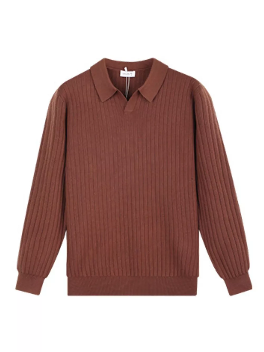 Men's Plus Size Ribbed Knit Polo Collar Sweater, image 5