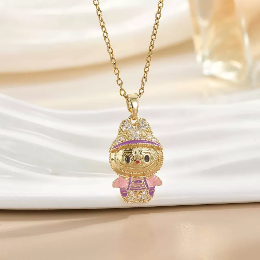 18K Gold-Plated Cartoon Character Pendant Necklace, image 5