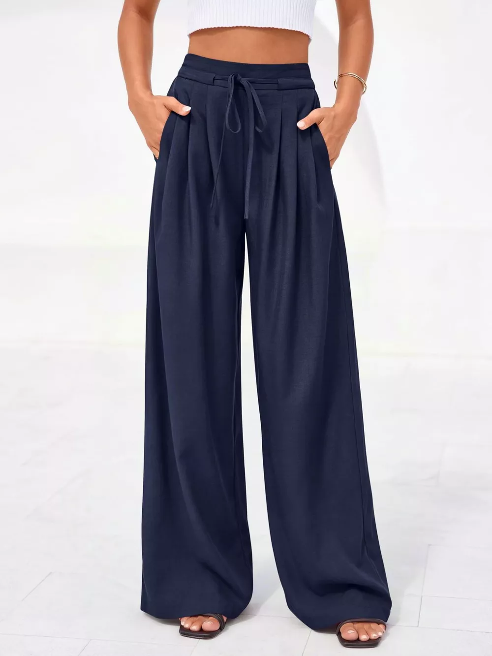 Full Size High-Waisted Wide-Leg Pleated Pants Plus Size, image 18