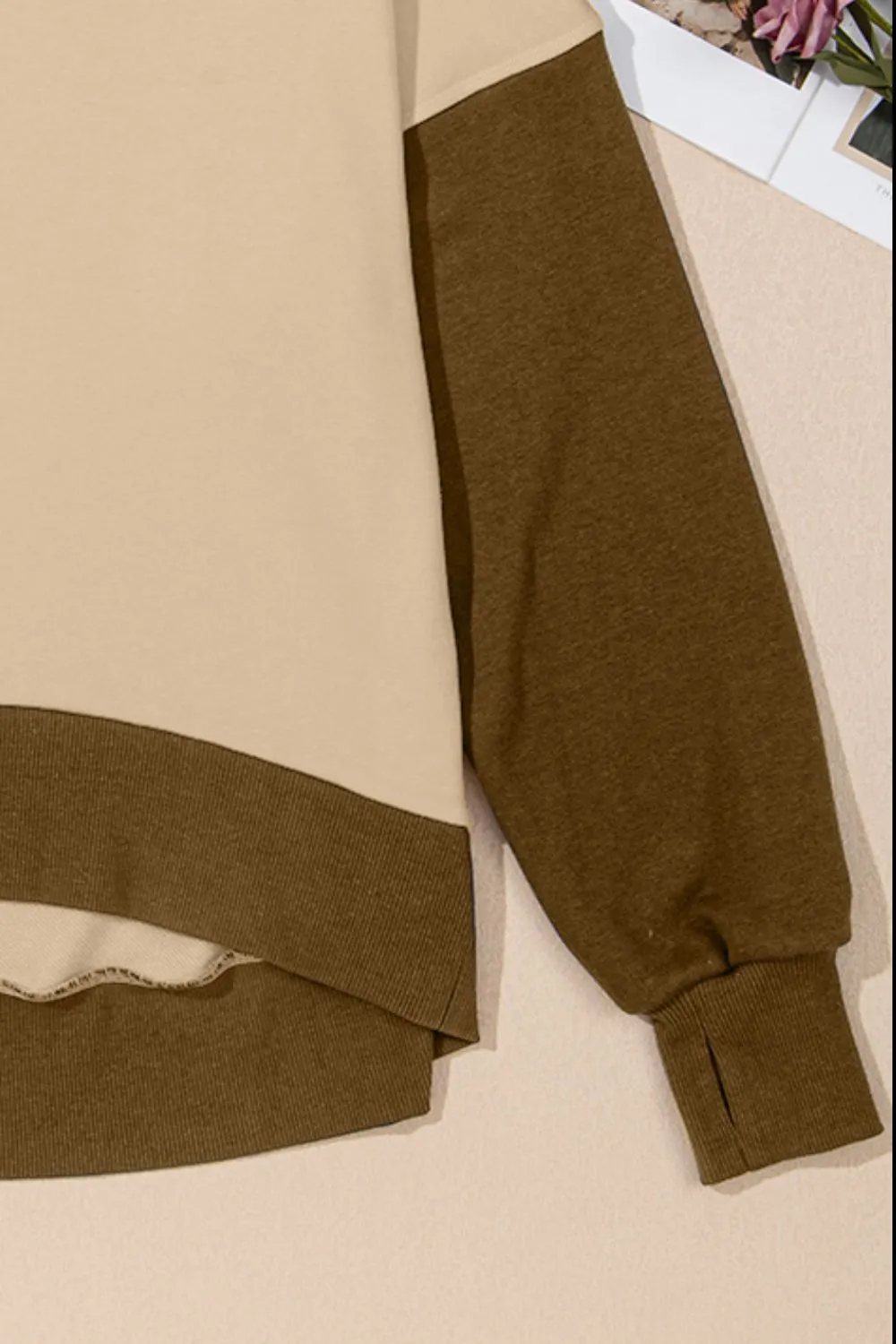 Contrast Round Neck Long Sleeve Sweatshirt, image 3
