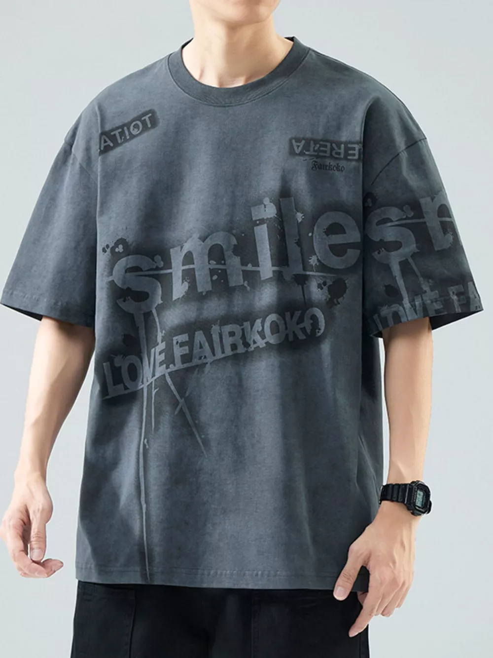 Men's Plus Size Round Neck Short Sleeve T-Shirt, image 5