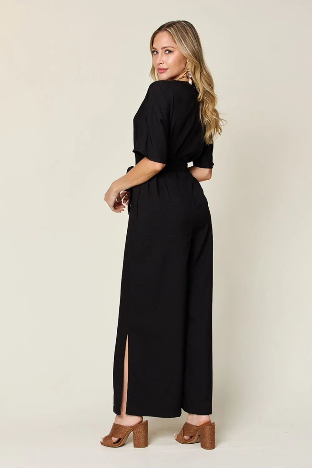 Full Size V-Neck Tied Side Slit Jumpsuit, image 6