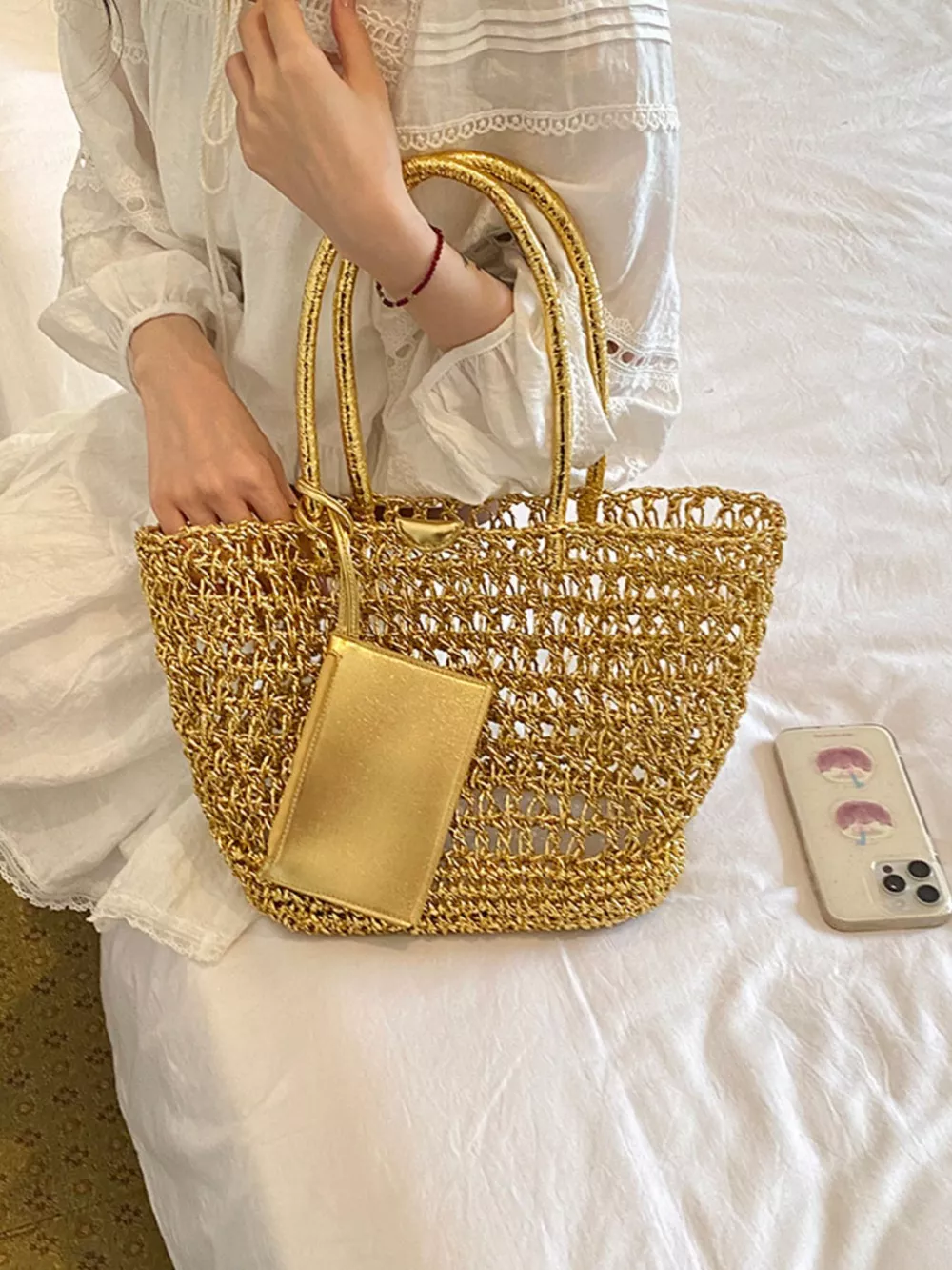 Woven Straw Tote Bag, image 4