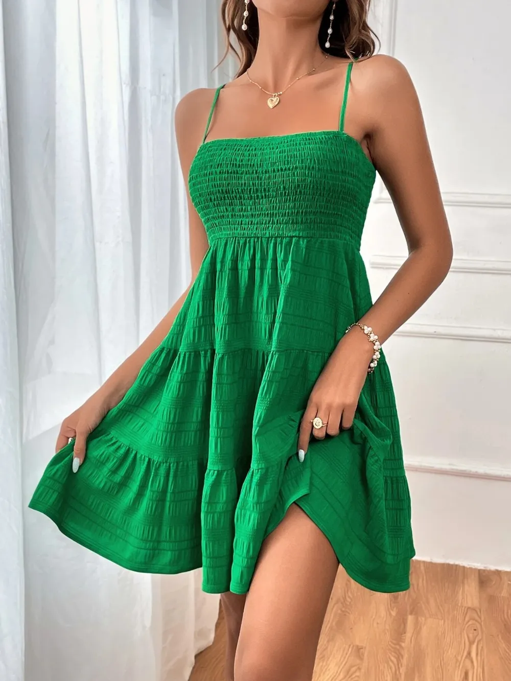 Smocked Tiered Sleeveless Mini Dress, image 20