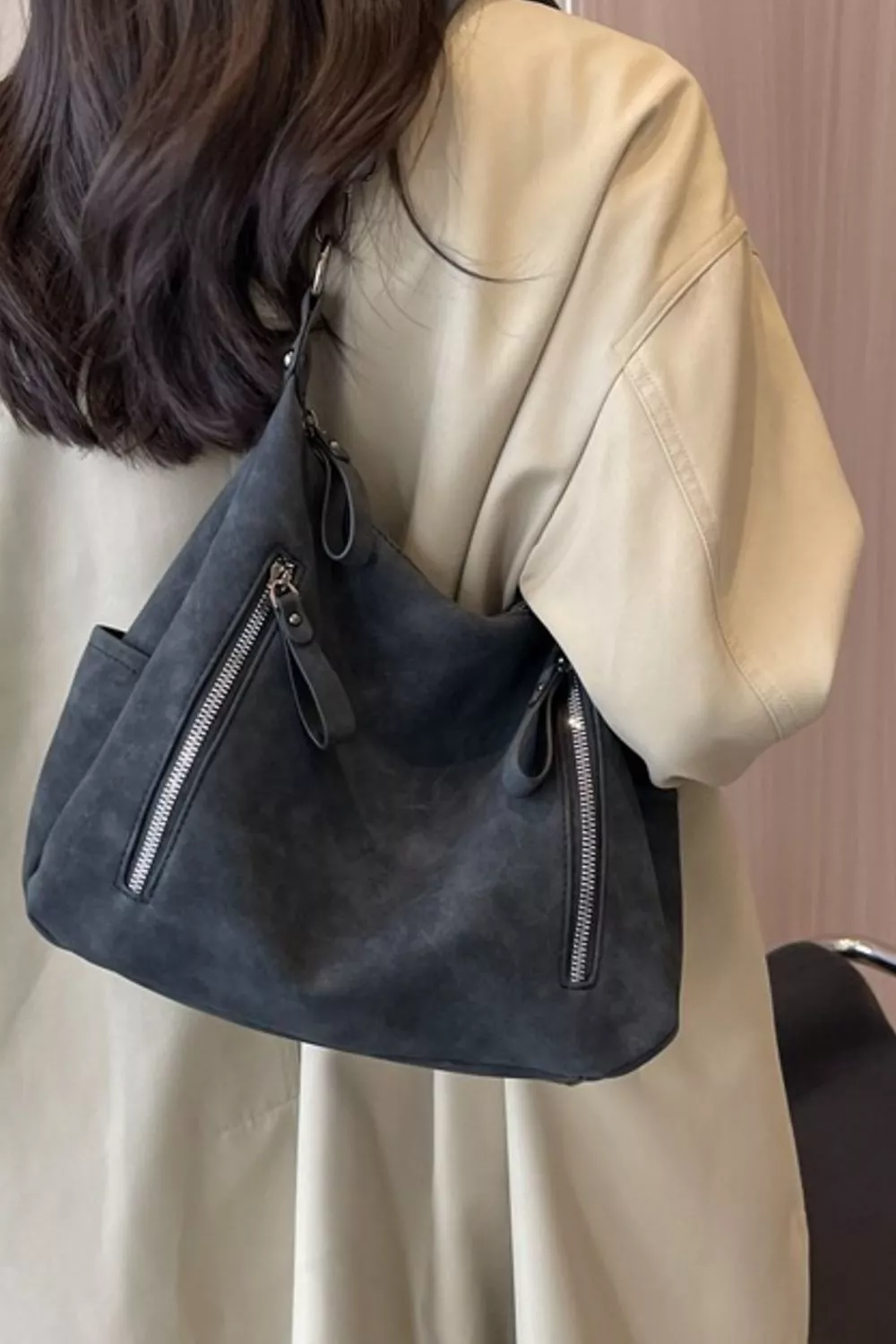 Zipper Details Adjustable Strap Crossbody Bag, image 3