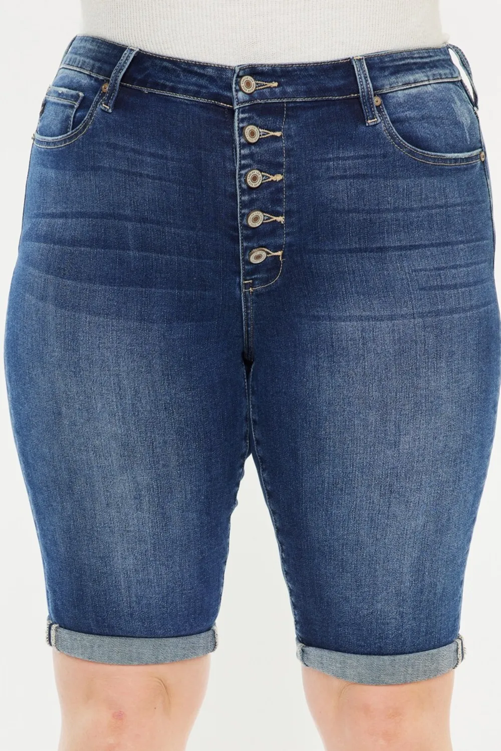 Full Size Cat's Whiskers Button Fly Denim Shorts, image 7