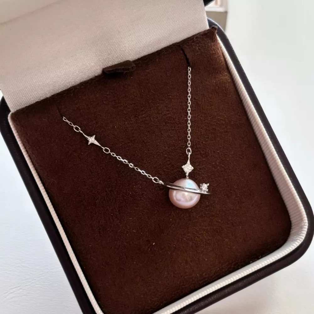 Planet Pearl Pendant Necklace, image 5