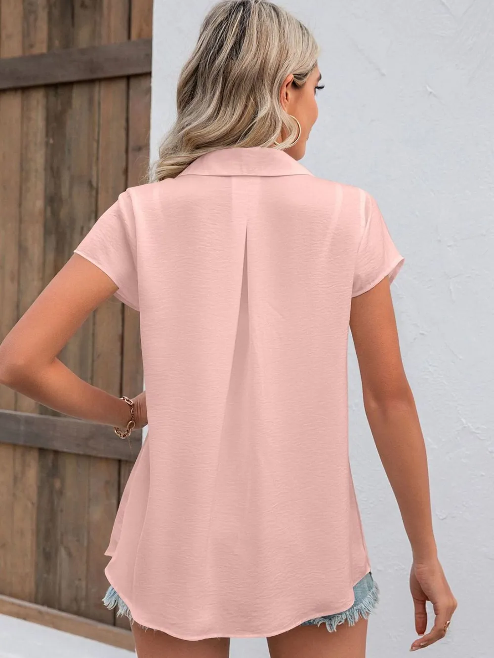 Button Up Collared Neck Short Sleeve Shirt, image 14