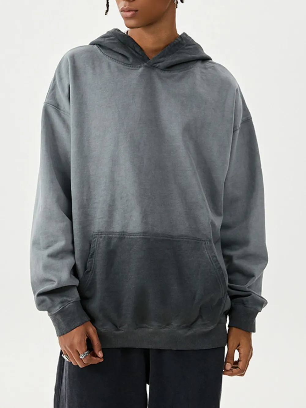 Men's Drop Shoulder Long Sleeve Hoodie, image 3