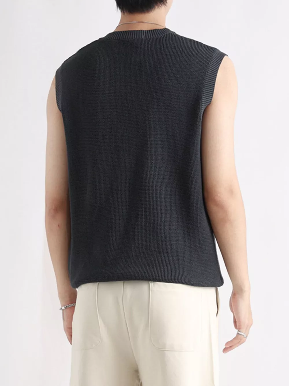 Men's Plus Size Knitted Zip-Up Tank, image 5