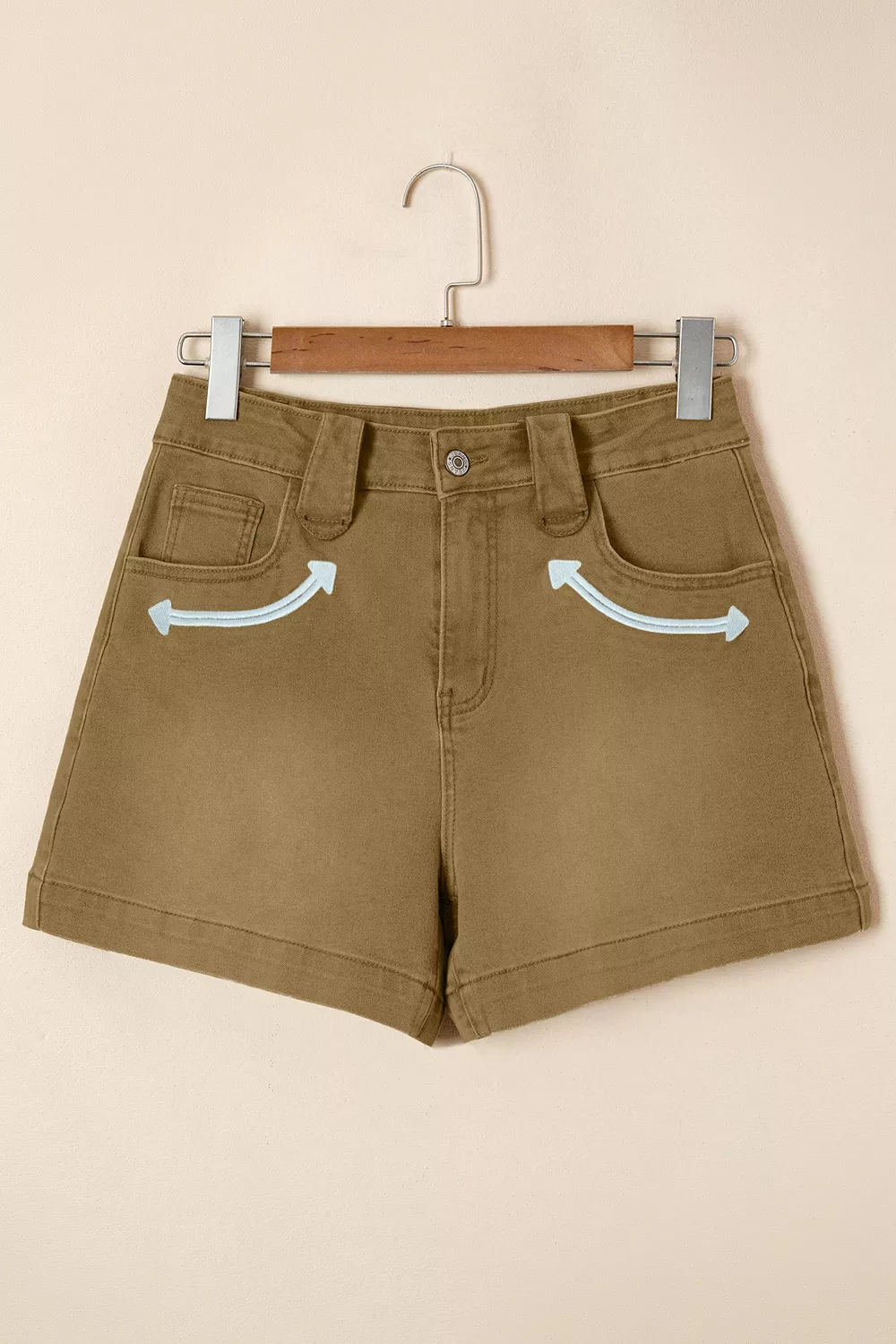 Contrast Arrow Detail Western Denim Shorts, image 3
